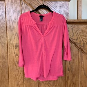 Fuscia button down shirt